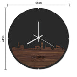 Skyline Klok Rond Dronten Noten houten cadeau decoratie relatiegeschenk van WoodWideCities