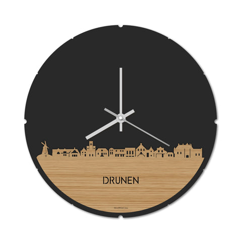 Skyline Klok Rond Drunen Bamboe houten cadeau decoratie relatiegeschenk van WoodWideCities