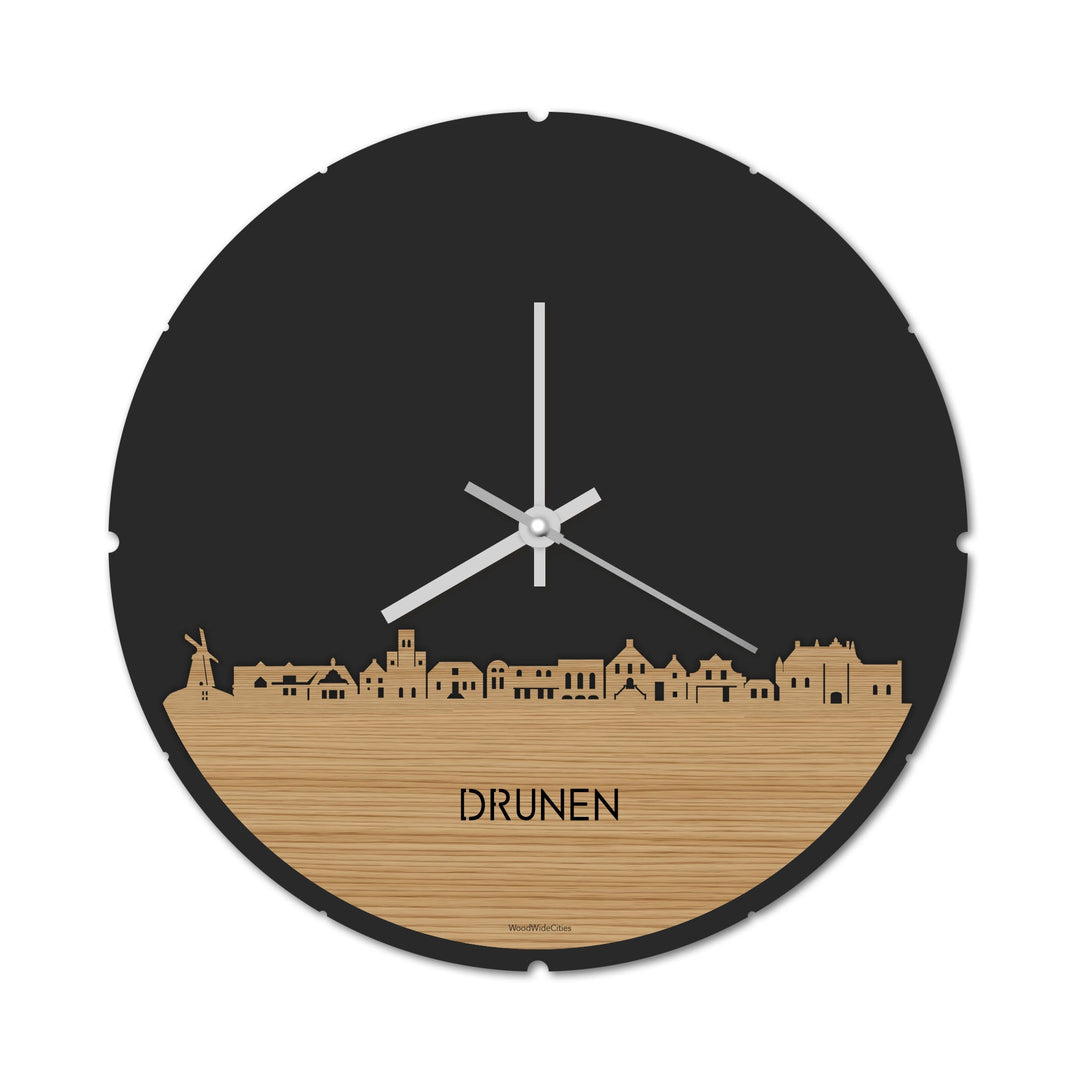 Skyline Klok Rond Drunen Bamboe houten cadeau decoratie relatiegeschenk van WoodWideCities