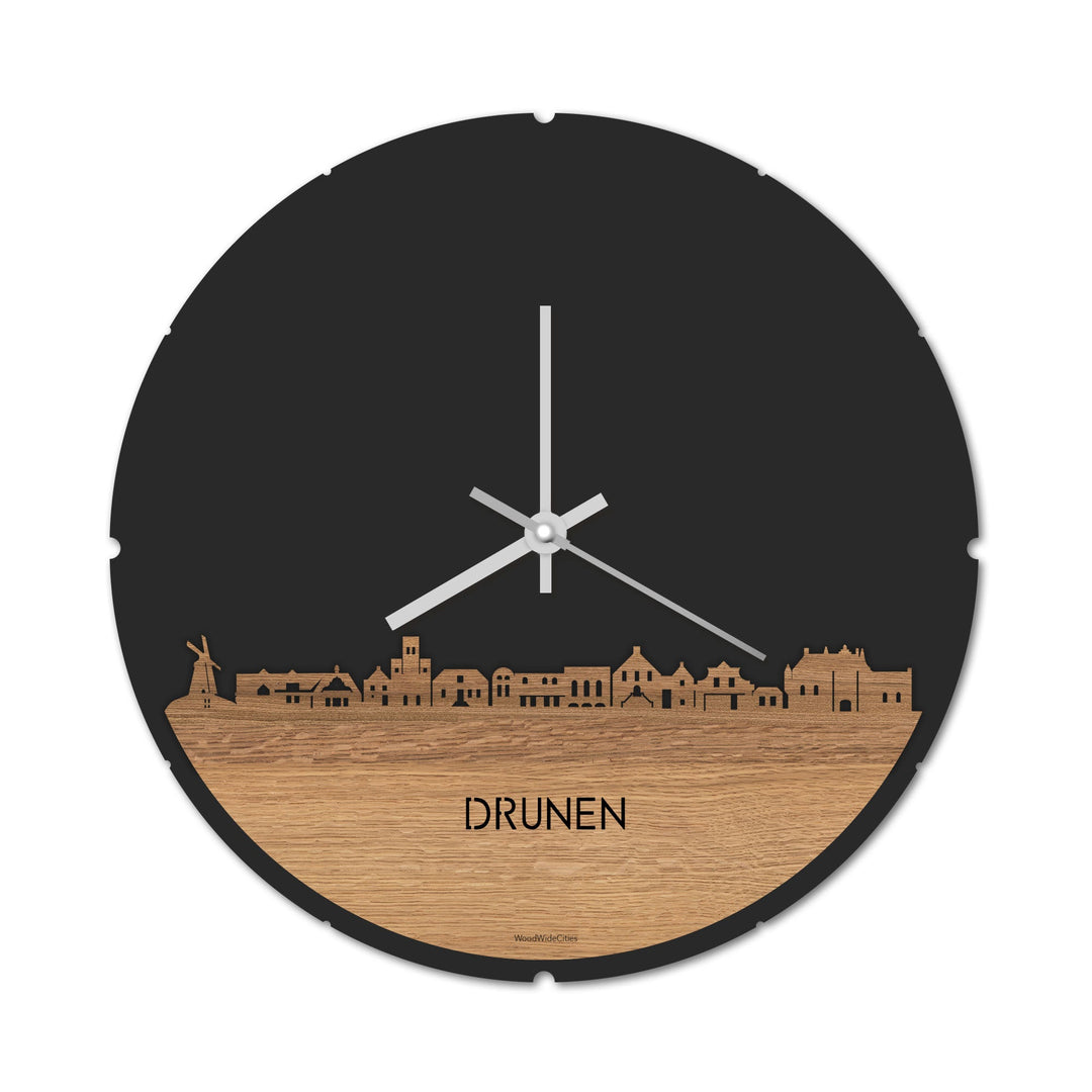 Skyline Klok Drunen Eiken houten cadeau decoratie relatiegeschenk van WoodWideCities