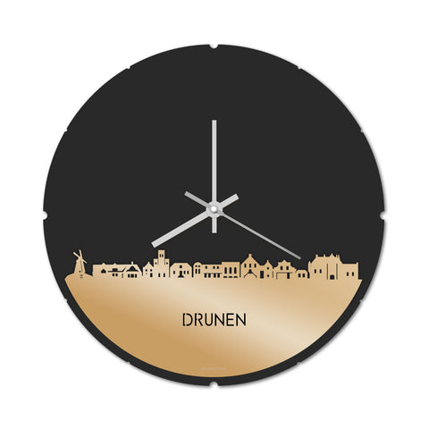 Skyline Klok Rond Drunen Metallic Goud gerecycled kunststof cadeau decoratie relatiegeschenk van WoodWideCities