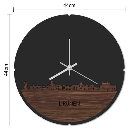 Skyline Klok Rond Drunen Noten houten cadeau decoratie relatiegeschenk van WoodWideCities