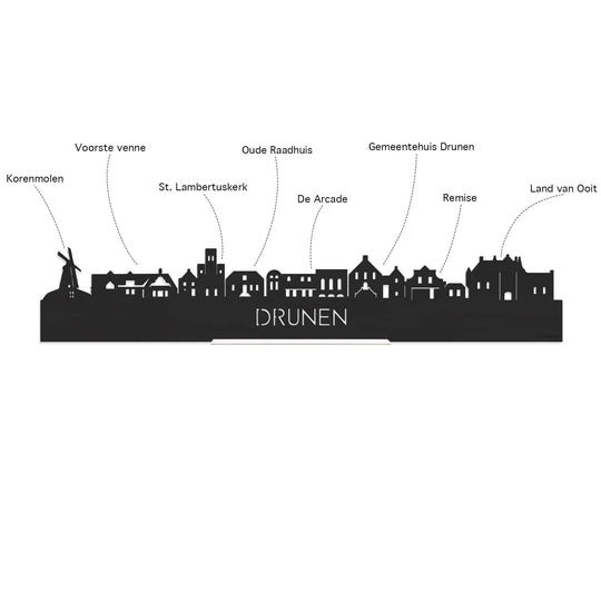 Skyline Klok Rond Drunen Palissander houten cadeau decoratie relatiegeschenk van WoodWideCities