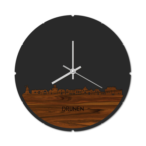 Skyline Klok Rond Drunen Palissander houten cadeau decoratie relatiegeschenk van WoodWideCities