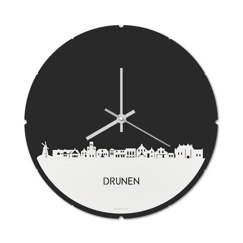 Skyline Klok Rond Drunen Wit glanzend gerecycled kunststof cadeau decoratie relatiegeschenk van WoodWideCities