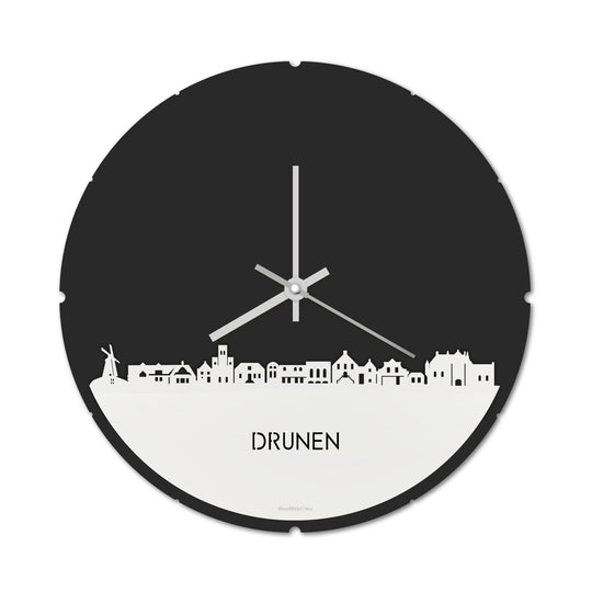 Skyline Klok Rond Drunen Wit glanzend gerecycled kunststof cadeau decoratie relatiegeschenk van WoodWideCities