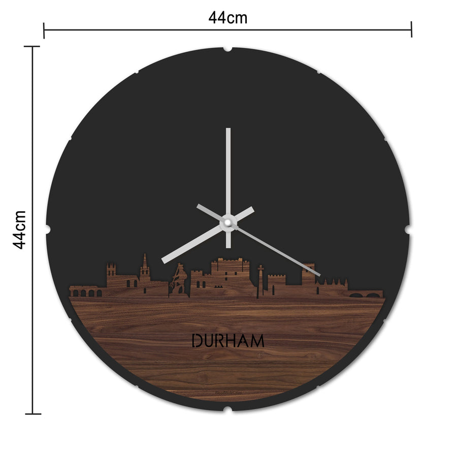 Skyline Klok Rond Durham Eiken houten cadeau decoratie relatiegeschenk van WoodWideCities
