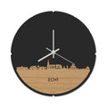 Skyline Klok Rond Echt Bamboe