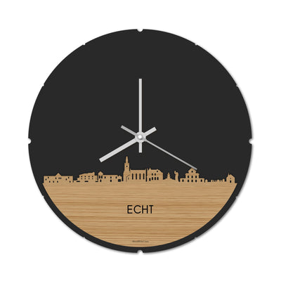 Skyline Klok Rond Echt Bamboe