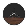 Skyline Klok Rond Echt Noten