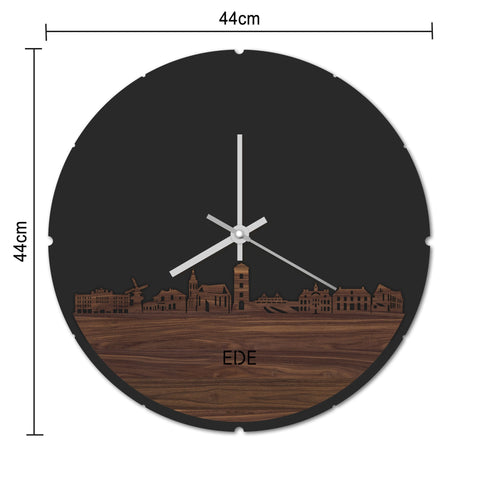 Skyline Klok Rond Ede Noten houten cadeau decoratie relatiegeschenk van WoodWideCities