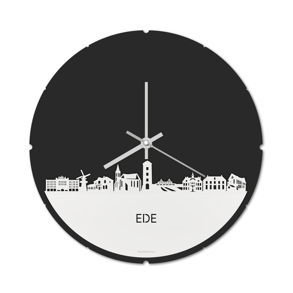 Skyline Klok Rond Ede Wit glanzend gerecycled kunststof cadeau decoratie relatiegeschenk van WoodWideCities