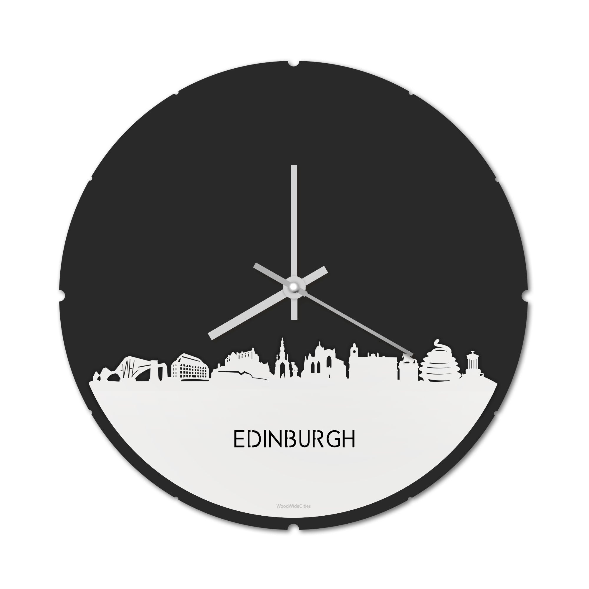 Skyline Klok Rond Edinburgh Wit glanzend gerecycled kunststof cadeau decoratie relatiegeschenk van WoodWideCities
