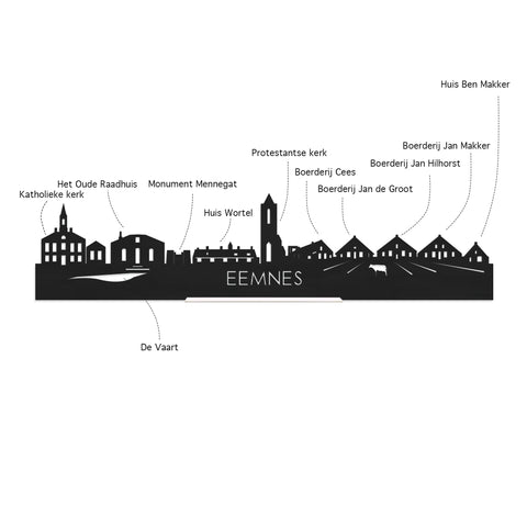 Skyline Klok Rond Eemnes Bamboe houten cadeau decoratie relatiegeschenk van WoodWideCities