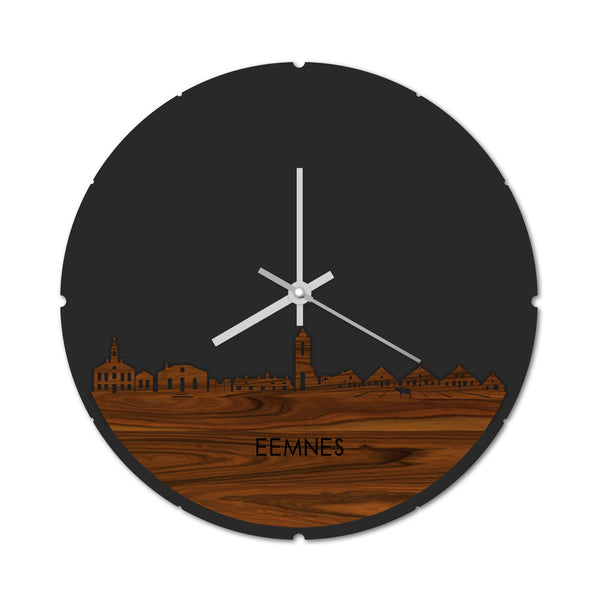 Skyline Klok Rond Eemnes Palissander houten cadeau decoratie relatiegeschenk van WoodWideCities