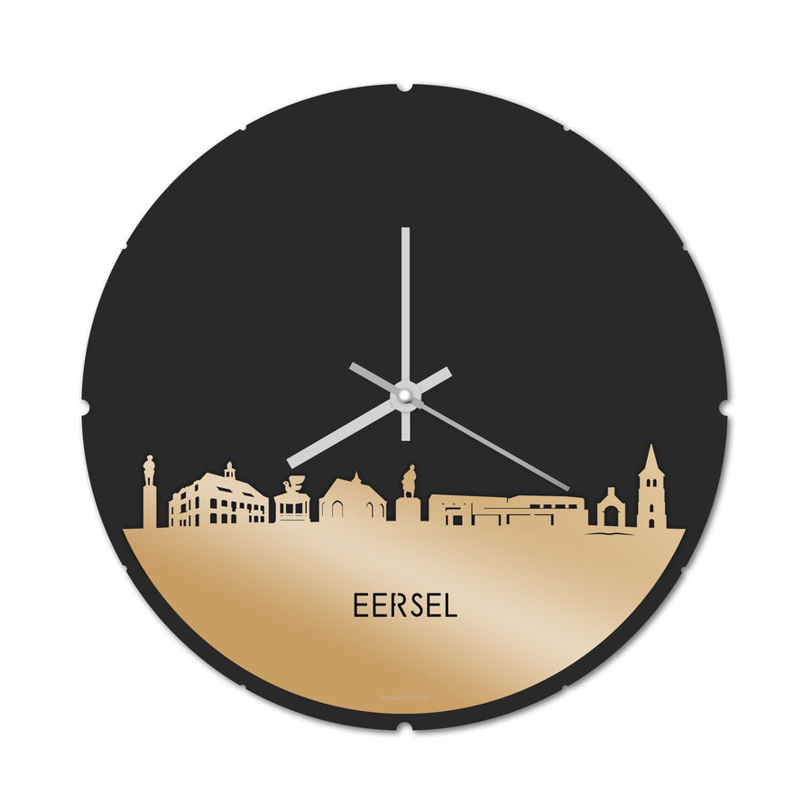 Skyline Klok Rond Eersel Metallic Goud gerecycled kunststof cadeau decoratie relatiegeschenk van WoodWideCities