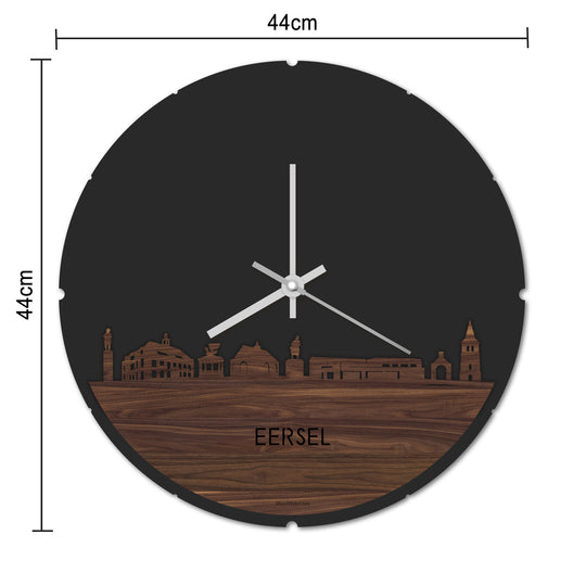 Skyline Klok Rond Eersel Noten houten cadeau decoratie relatiegeschenk van WoodWideCities