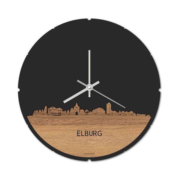 Skyline Klok Elburg Eiken houten cadeau decoratie relatiegeschenk van WoodWideCities