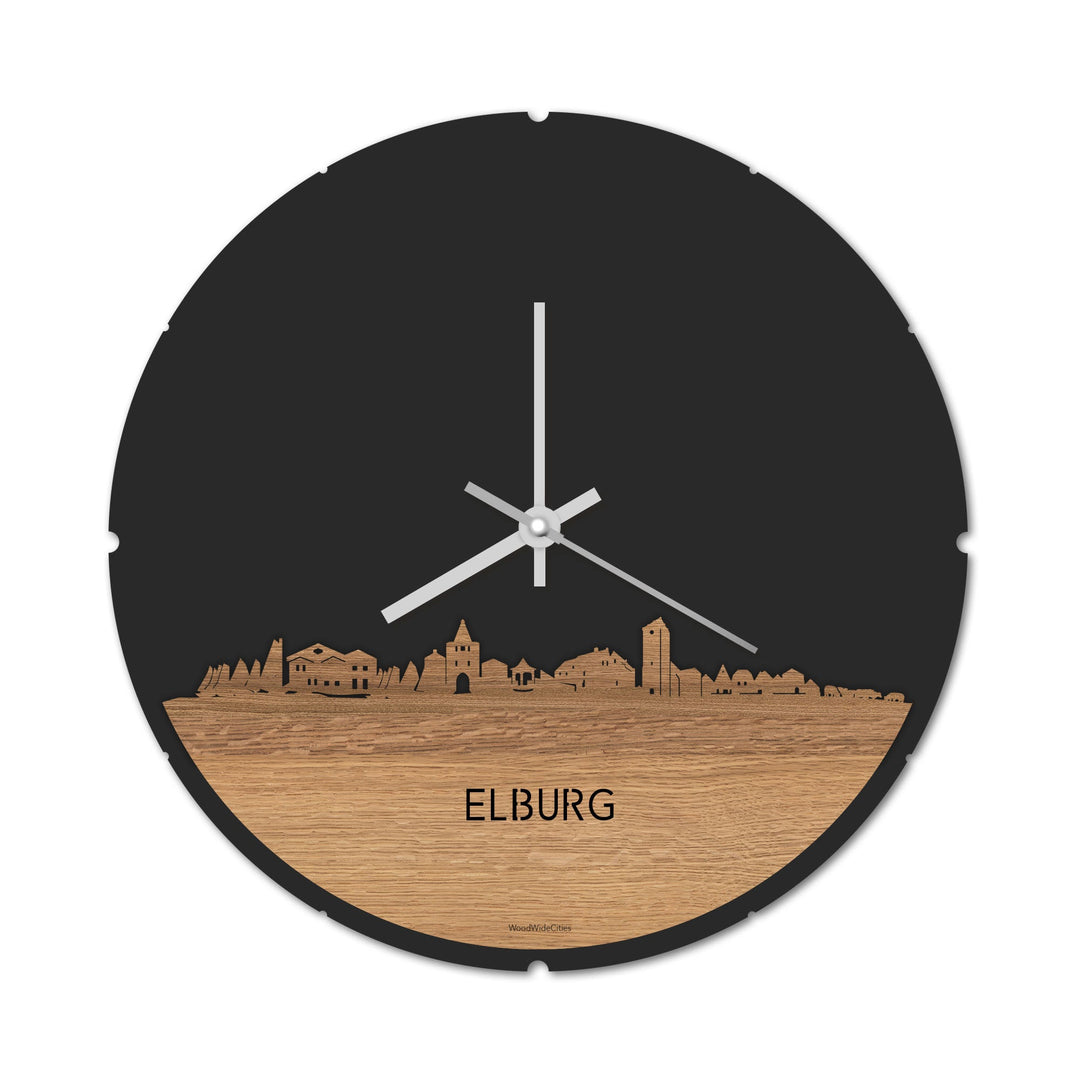Skyline Klok Elburg Eiken houten cadeau decoratie relatiegeschenk van WoodWideCities