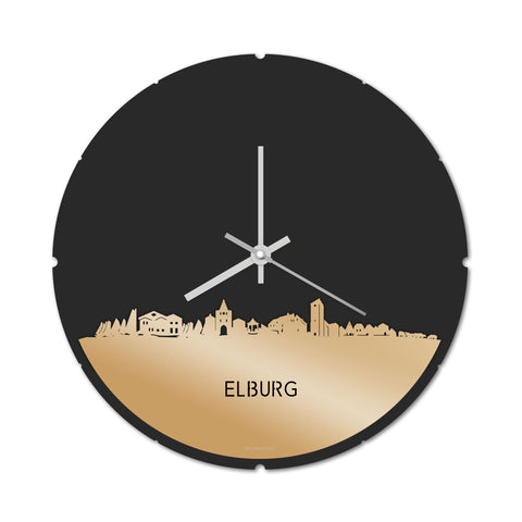 Skyline Klok Rond Elburg Metallic Goud gerecycled kunststof cadeau decoratie relatiegeschenk van WoodWideCities