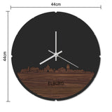 Skyline Klok Rond Elburg Noten houten cadeau decoratie relatiegeschenk van WoodWideCities
