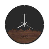 Skyline Klok Rond Elburg Noten houten cadeau decoratie relatiegeschenk van WoodWideCities