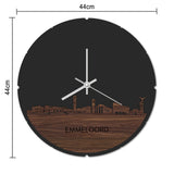 Skyline Klok Rond Emmeloord Eiken houten cadeau decoratie relatiegeschenk van WoodWideCities