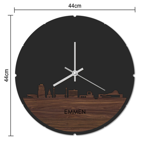 Skyline Klok Rond Emmen Palissander Palissander houten cadeau decoratie relatiegeschenk van WoodWideCities