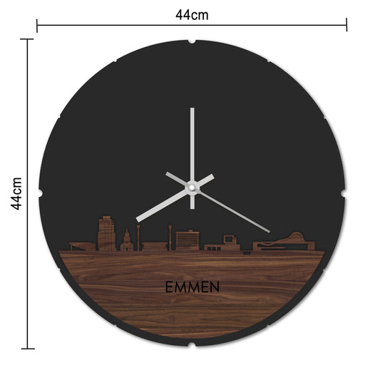 Skyline Klok Rond Emmen Palissander Palissander houten cadeau decoratie relatiegeschenk van WoodWideCities