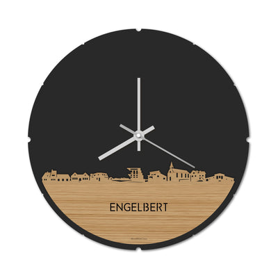 Skyline Clock Round Engelbert Bamboo