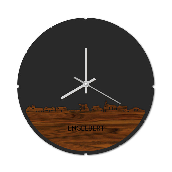 Skyline Klok Rond Engelbert Palissander houten cadeau decoratie relatiegeschenk van WoodWideCities