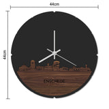 Skyline Klok Rond Enschede Bamboe houten cadeau decoratie relatiegeschenk van WoodWideCities