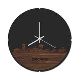 Skyline Klok Rond Enschede Noten Noten  houten cadeau decoratie relatiegeschenk van WoodWideCities