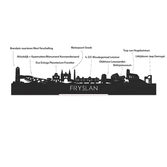 Skyline Klok Fryslan Eiken houten cadeau decoratie relatiegeschenk van WoodWideCities