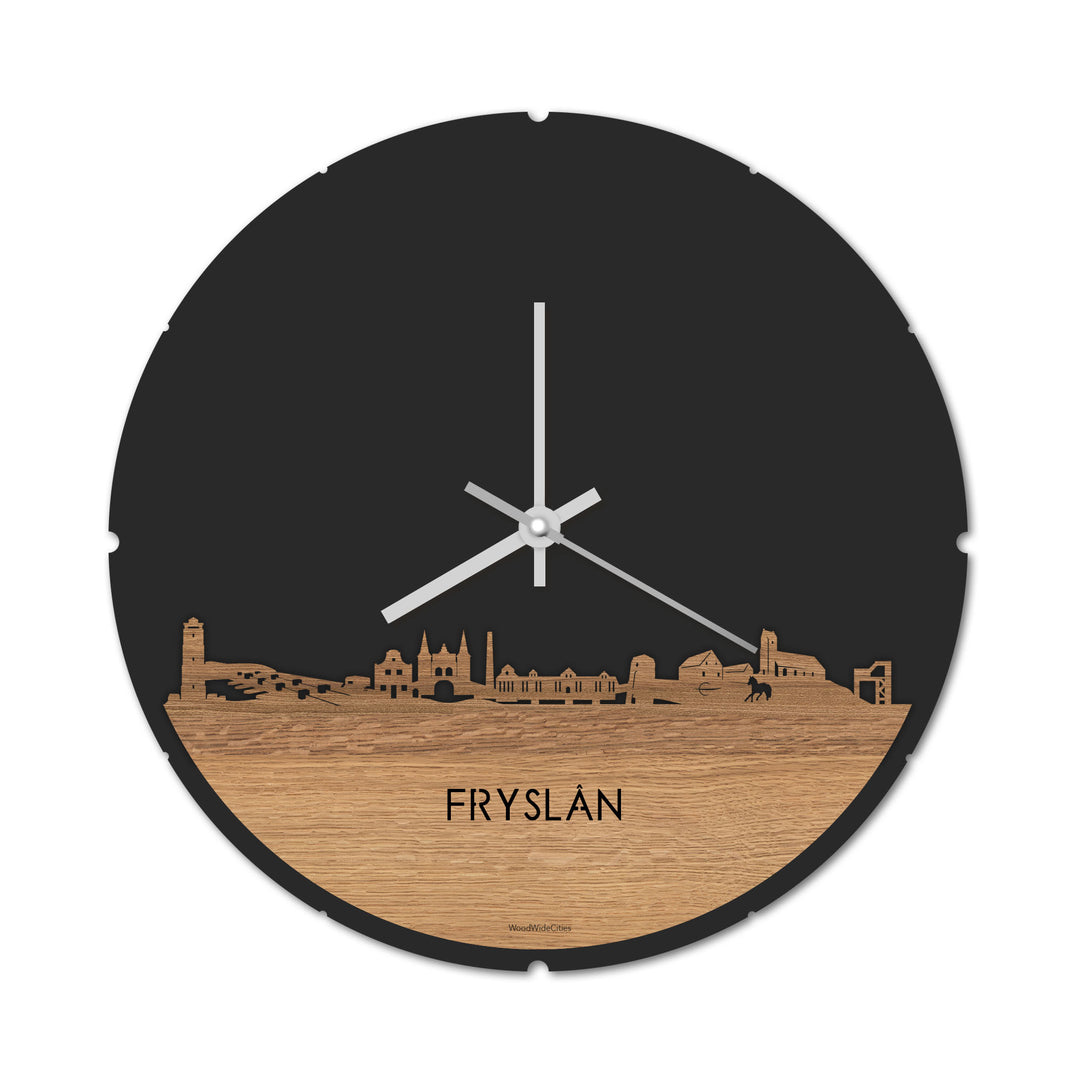 Skyline Klok Fryslan Eiken houten cadeau decoratie relatiegeschenk van WoodWideCities