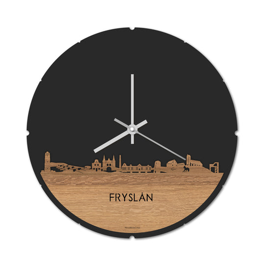 Skyline Klok Fryslan Eiken houten cadeau decoratie relatiegeschenk van WoodWideCities