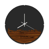 Skyline Klok Rond Fryslan Palissander houten cadeau decoratie relatiegeschenk van WoodWideCities