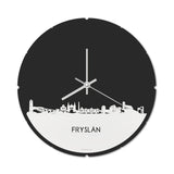 Skyline Klok Rond Fryslan Wit glanzend gerecycled kunststof cadeau decoratie relatiegeschenk van WoodWideCities