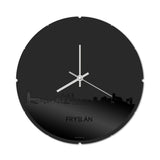 Skyline Klok Rond Fryslan Zwart glanzend gerecycled kunststof cadeau decoratie relatiegeschenk van WoodWideCities