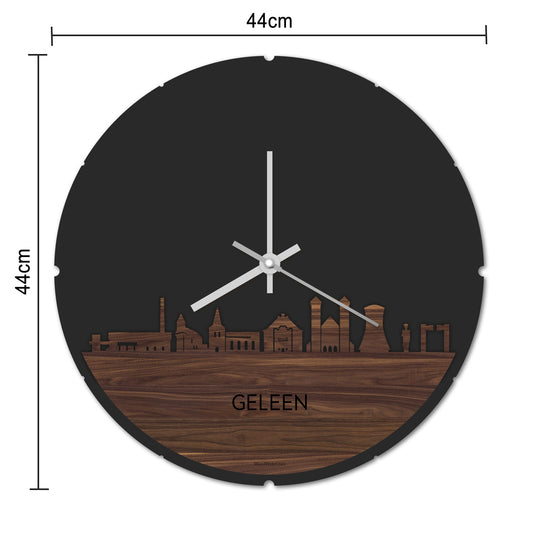 Skyline Klok Rond Geleen Bamboe houten cadeau decoratie relatiegeschenk van WoodWideCities