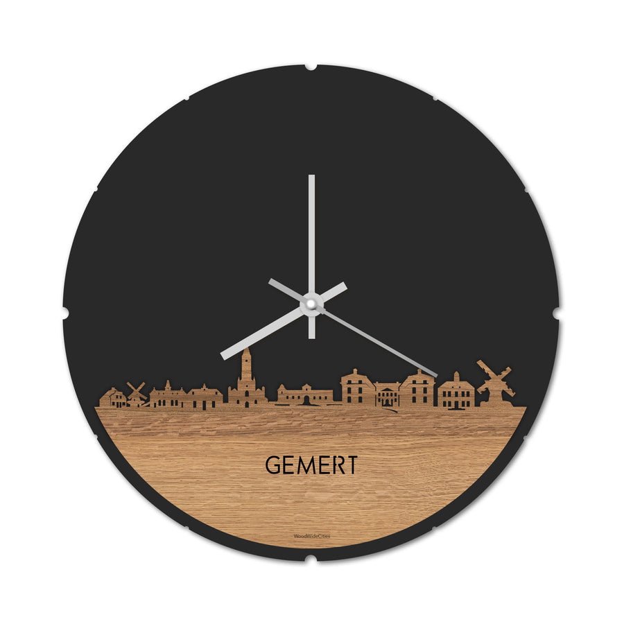 Skyline Klok Gemert Eiken houten cadeau decoratie relatiegeschenk van WoodWideCities