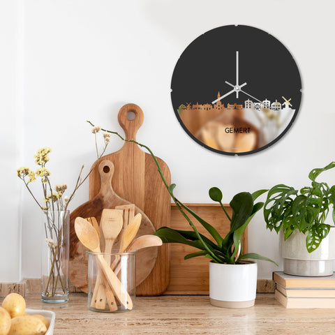Skyline Klok Rond Gemert Spiegel gerecycled kunststof cadeau decoratie relatiegeschenk van WoodWideCities