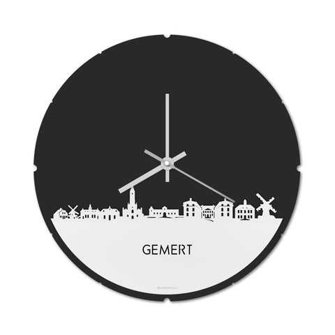 Skyline Klok Rond Gemert Wit glanzend gerecycled kunststof cadeau decoratie relatiegeschenk van WoodWideCities