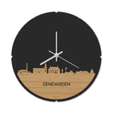 Skyline Klok Rond Genemuiden Bamboe houten cadeau decoratie relatiegeschenk van WoodWideCities