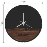 Skyline Klok Rond Genemuiden Noten houten cadeau decoratie relatiegeschenk van WoodWideCities