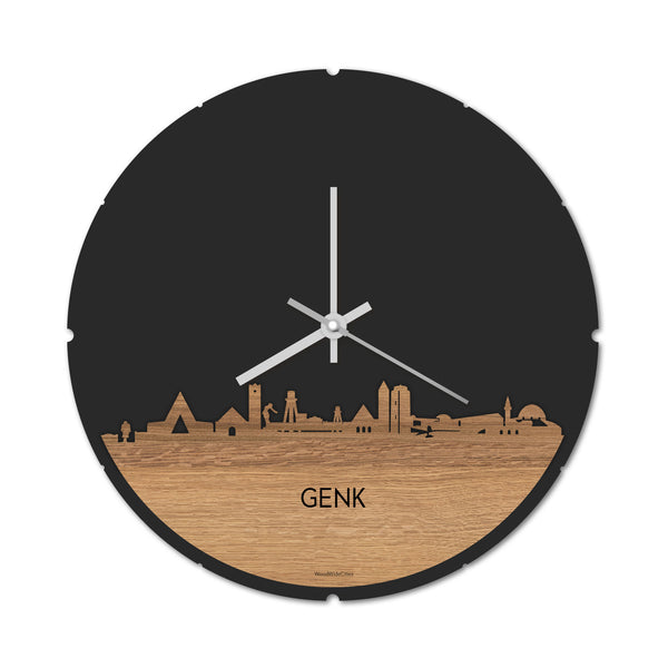 Skyline Klok Genk Eiken houten cadeau decoratie relatiegeschenk van WoodWideCities