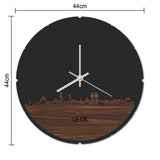 Skyline Klok Rond Genk Palissander houten cadeau decoratie relatiegeschenk van WoodWideCities