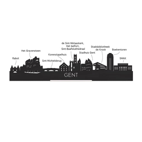 Skyline Klok Rond Gent Palissander houten cadeau decoratie relatiegeschenk van WoodWideCities