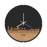 Skyline Klok Rond Goes Eiken houten cadeau decoratie relatiegeschenk van WoodWideCities
