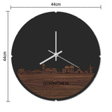 Skyline Klok Rond Gorinchem Noten houten cadeau decoratie relatiegeschenk van WoodWideCities